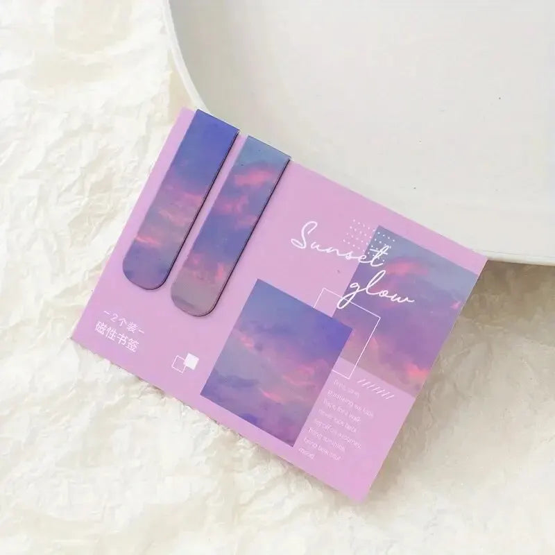 2Pcs Forest Landscape Magnetic Bookmark for Pages Books Readers