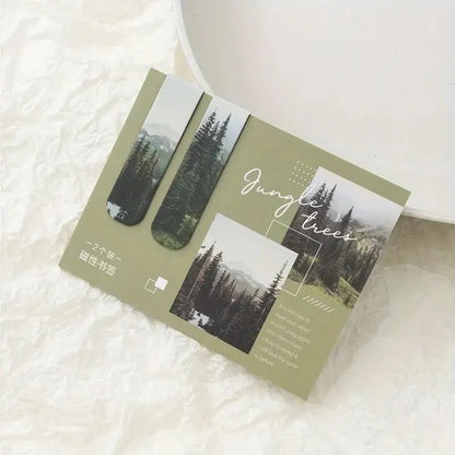 2Pcs Forest Landscape Magnetic Bookmark for Pages Books Readers