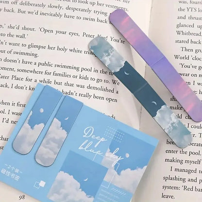 2Pcs Forest Landscape Magnetic Bookmark for Pages Books Readers