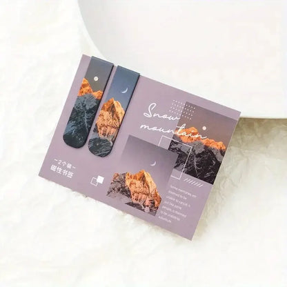 2Pcs Forest Landscape Magnetic Bookmark for Pages Books Readers