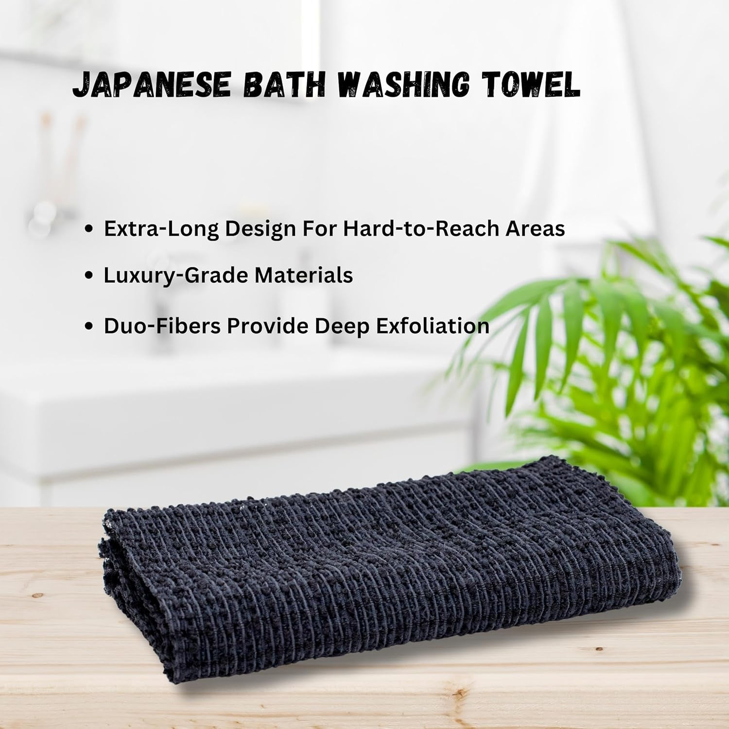 Exfoliating Shower Towel – Premium Japanese Exfoliating Washcloth for Face and Body – Shower Body Scrubber Cloth – Quick-Dry Bath Towels for Gentle Exfoliation - Duo-Fiber Exfoliating Towel