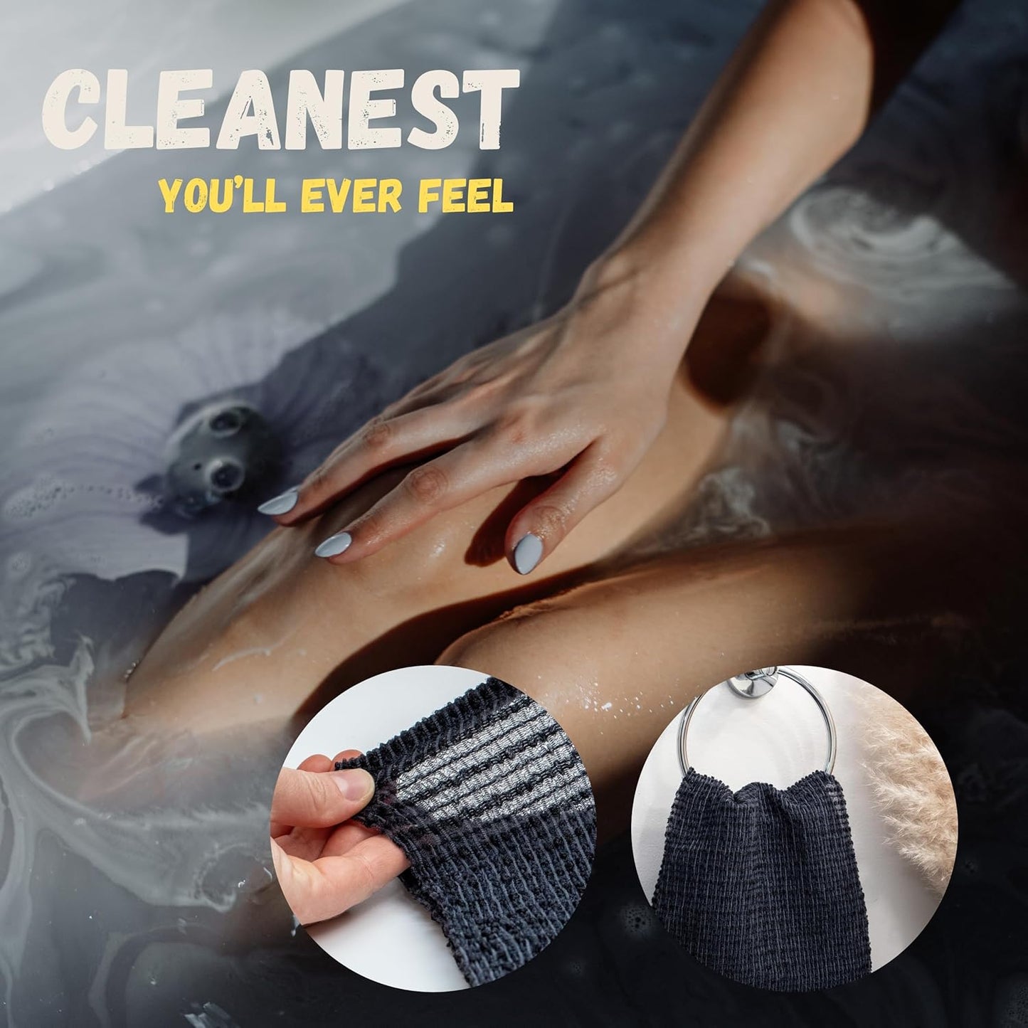 Exfoliating Shower Towel – Premium Japanese Exfoliating Washcloth for Face and Body – Shower Body Scrubber Cloth – Quick-Dry Bath Towels for Gentle Exfoliation - Duo-Fiber Exfoliating Towel
