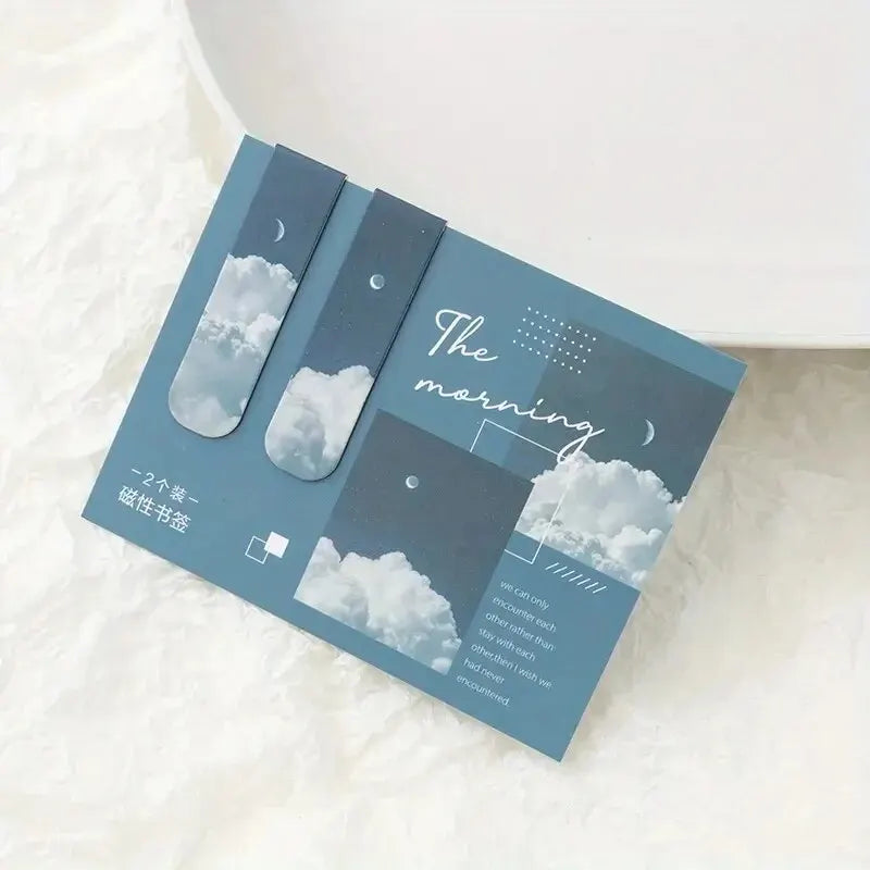 2Pcs Forest Landscape Magnetic Bookmark for Pages Books Readers