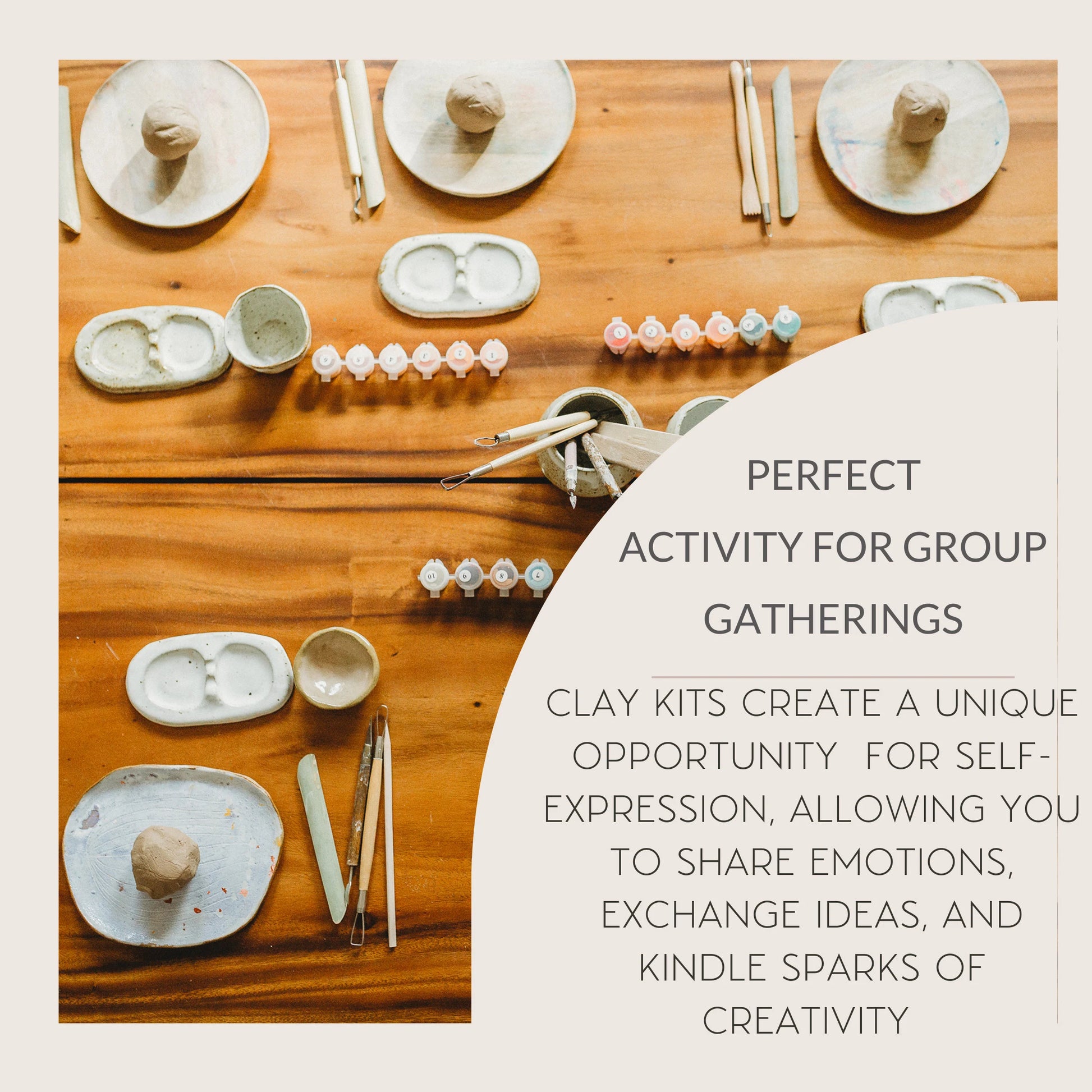 Deluxe Meditative Art Air Dry Clay Kit + Meditations and Journaling, Beginner Pottery Kit, DIY Clay, Self-Care Craft Kit for Adult Crafts